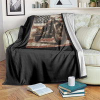 American Flag Motorcycle Throw Blanket Vintage Retro Biker USA 4th of July - Wonder Print Shop