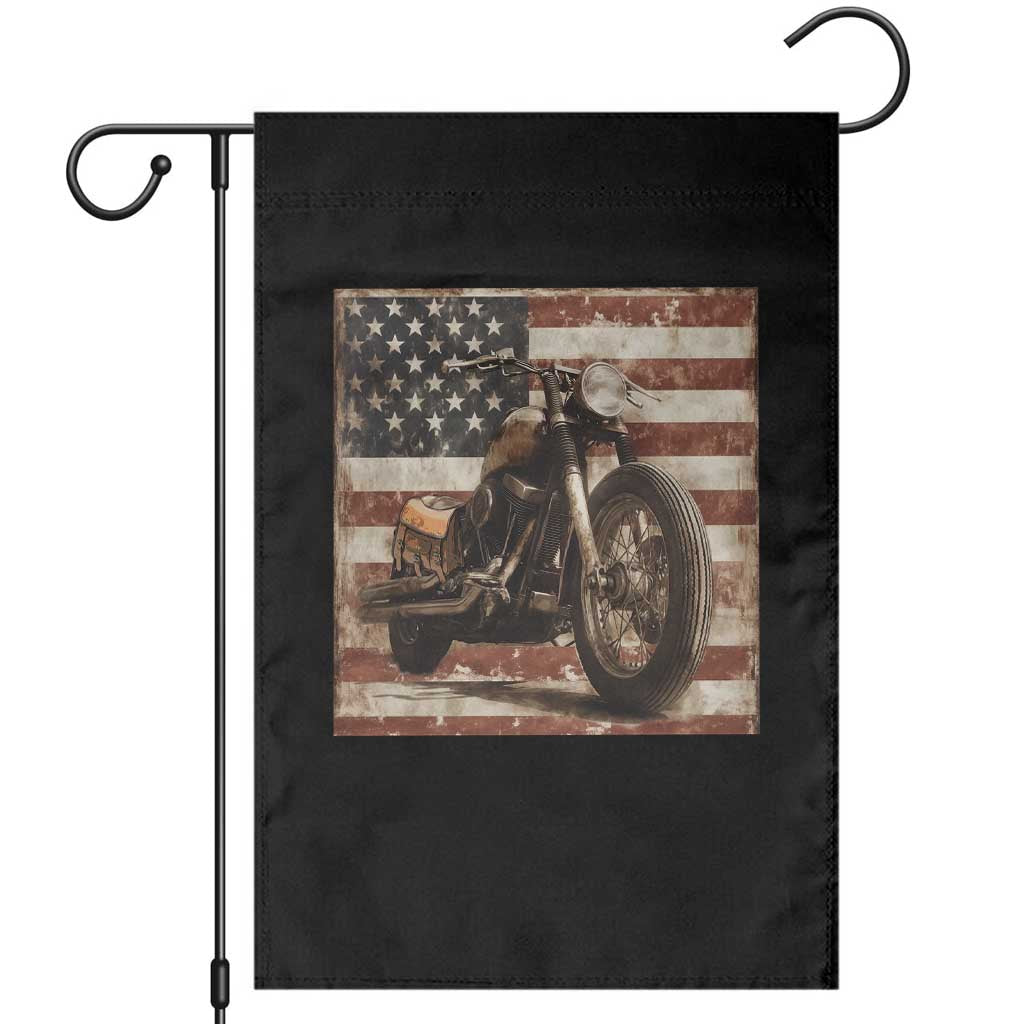 American Flag Motorcycle Garden Flag Vintage Retro Biker USA 4th of July - Wonder Print Shop