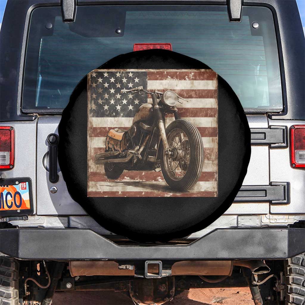 American Flag Motorcycle Spare Tire Cover Vintage Retro Biker USA 4th of July - Wonder Print Shop