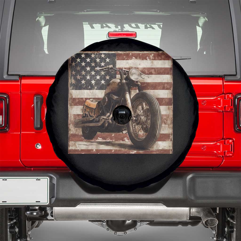 American Flag Motorcycle Spare Tire Cover Vintage Retro Biker USA 4th of July - Wonder Print Shop