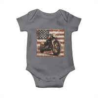 American Flag Motorcycle Baby Onesie Vintage Retro Biker USA 4th of July - Wonder Print Shop
