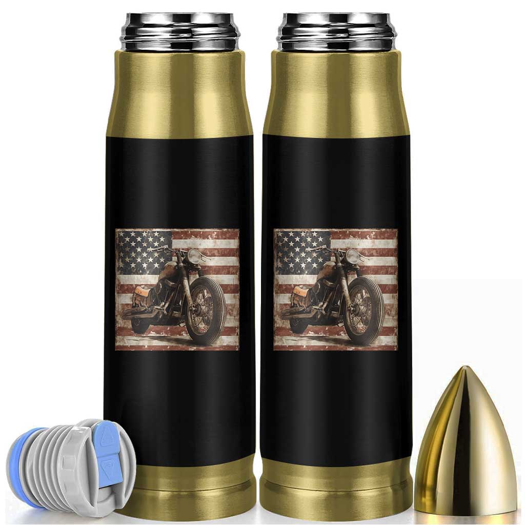 American Flag Motorcycle Bullet Tumbler Vintage Retro Biker USA 4th of July - Wonder Print Shop