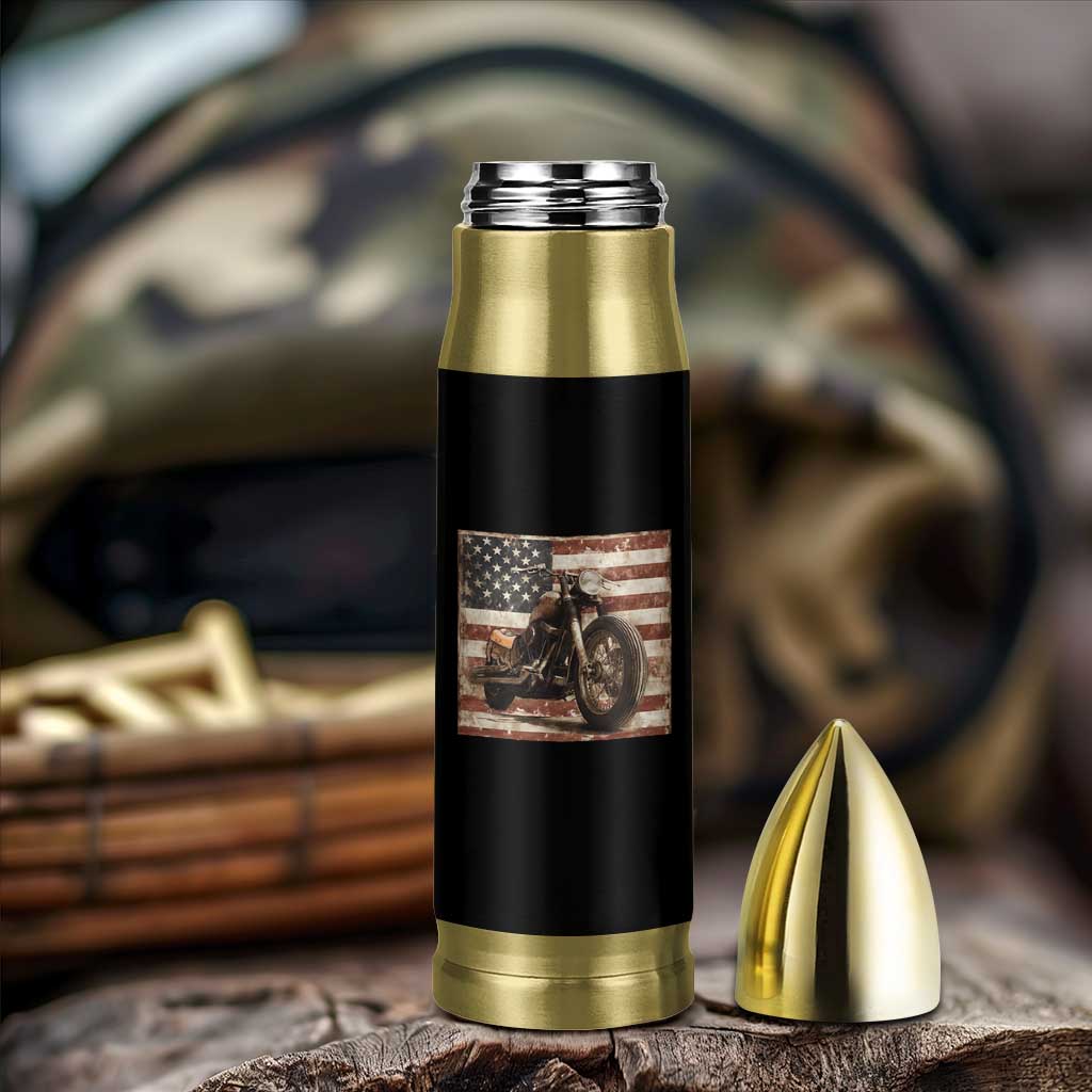 American Flag Motorcycle Bullet Tumbler Vintage Retro Biker USA 4th of July - Wonder Print Shop