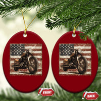 American Flag Motorcycle Ceramic Ornament Vintage Retro Biker USA 4th of July - Wonder Print Shop