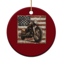 American Flag Motorcycle Ceramic Ornament Vintage Retro Biker USA 4th of July - Wonder Print Shop