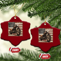 American Flag Motorcycle Ceramic Ornament Vintage Retro Biker USA 4th of July - Wonder Print Shop