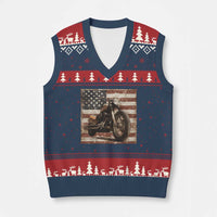 American Flag Motorcycle V-Neck Knit Sweater Vest Vintage Retro Biker USA 4th of July - Wonder Print Shop