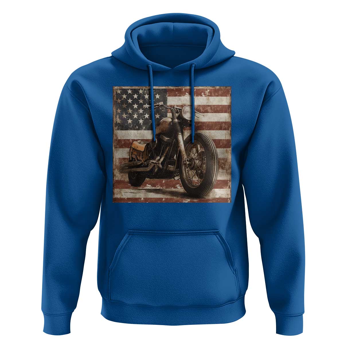 American Flag Motorcycle Hoodie Vintage Retro Biker USA 4th of July - Wonder Print Shop