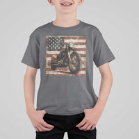 American Flag Motorcycle T Shirt For Kid Vintage Retro Biker USA 4th of July - Wonder Print Shop