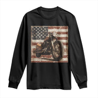 American Flag Motorcycle Long Sleeve Shirt Vintage Retro Biker USA 4th of July - Wonder Print Shop