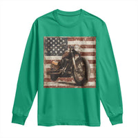 American Flag Motorcycle Long Sleeve Shirt Vintage Retro Biker USA 4th of July - Wonder Print Shop