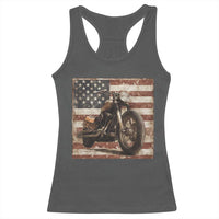 American Flag Motorcycle Racerback Tank Top Vintage Retro Biker USA 4th of July - Wonder Print Shop