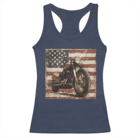 American Flag Motorcycle Racerback Tank Top Vintage Retro Biker USA 4th of July - Wonder Print Shop