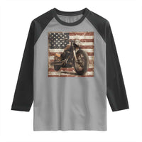 American Flag Motorcycle Raglan Shirt Vintage Retro Biker USA 4th of July - Wonder Print Shop
