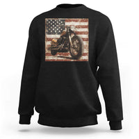 American Flag Motorcycle Sweatshirt Vintage Retro Biker USA 4th of July - Wonder Print Shop