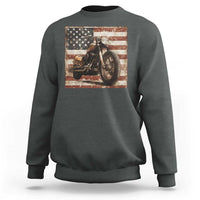American Flag Motorcycle Sweatshirt Vintage Retro Biker USA 4th of July - Wonder Print Shop