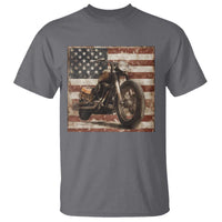 American Flag Motorcycle T Shirt Vintage Retro Biker USA 4th of July - Wonder Print Shop