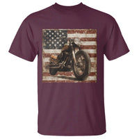 American Flag Motorcycle T Shirt Vintage Retro Biker USA 4th of July - Wonder Print Shop