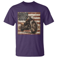 American Flag Motorcycle T Shirt Vintage Retro Biker USA 4th of July - Wonder Print Shop