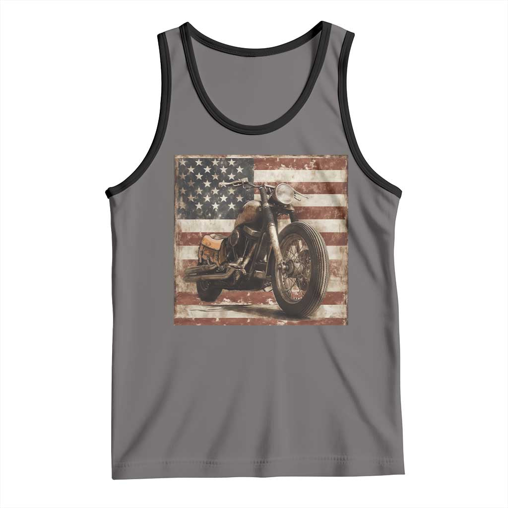 American Flag Motorcycle Tank Top Vintage Retro Biker USA 4th of July - Wonder Print Shop