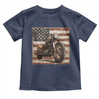 American Flag Motorcycle Toddler T Shirt Vintage Retro Biker USA 4th of July - Wonder Print Shop