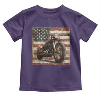 American Flag Motorcycle Toddler T Shirt Vintage Retro Biker USA 4th of July - Wonder Print Shop