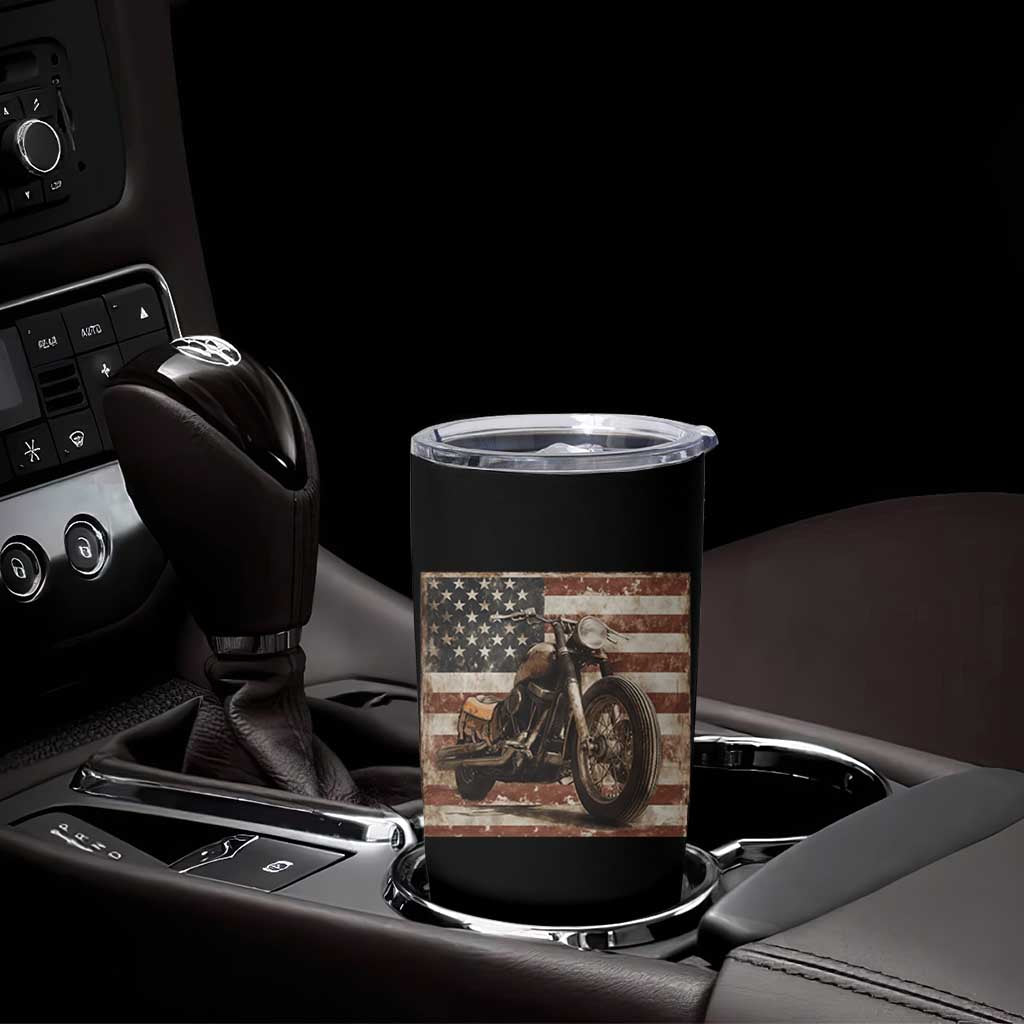 American Flag Motorcycle Tumbler Cup Vintage Retro Biker USA 4th of July - Wonder Print Shop