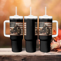 American Flag Motorcycle Tumbler With Handle Vintage Retro Biker USA 4th of July - Wonder Print Shop