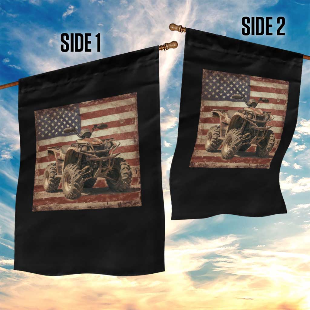 American Flag Quad 4 Wheeler Garden Flag Vintage Retro Cool ATV Quadrider Off Road Clothing - Wonder Print Shop