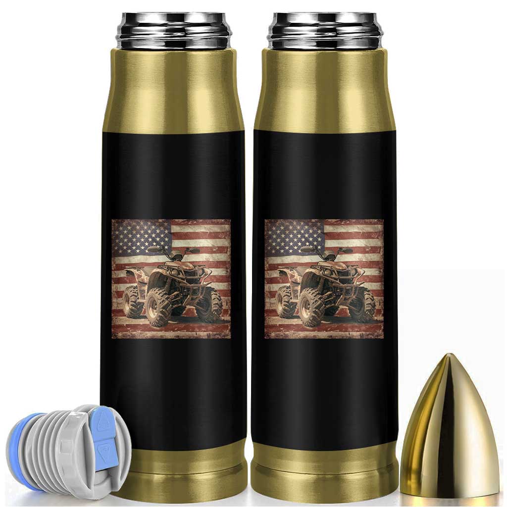 American Flag Quad 4 Wheeler Bullet Tumbler Vintage Retro Cool ATV Quadrider Off Road Clothing - Wonder Print Shop