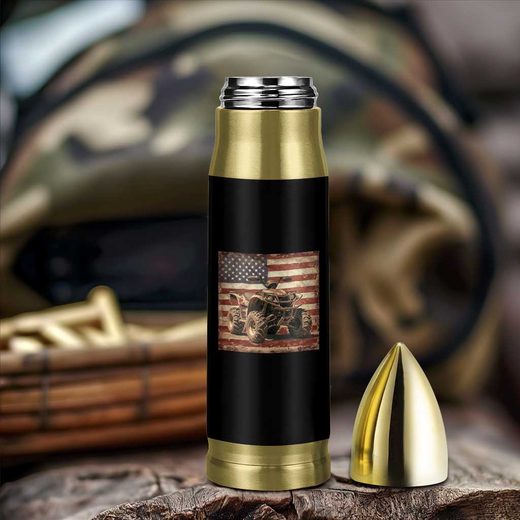 American Flag Quad 4 Wheeler Bullet Tumbler Vintage Retro Cool ATV Quadrider Off Road Clothing - Wonder Print Shop