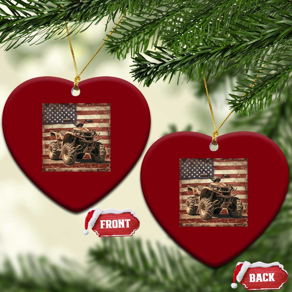 American Flag Quad 4 Wheeler Ceramic Ornament Vintage Retro Cool ATV Quadrider Off Road Clothing - Wonder Print Shop