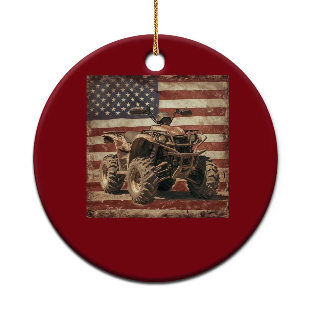 American Flag Quad 4 Wheeler Ceramic Ornament Vintage Retro Cool ATV Quadrider Off Road Clothing - Wonder Print Shop