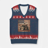 American Flag Quad 4 Wheeler V-Neck Knit Sweater Vest Vintage Retro Cool ATV Quadrider Off Road Clothing - Wonder Print Shop
