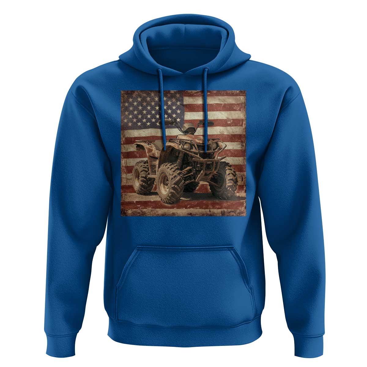 American Flag Quad 4 Wheeler Hoodie Vintage Retro Cool ATV Quadrider Off Road Clothing - Wonder Print Shop