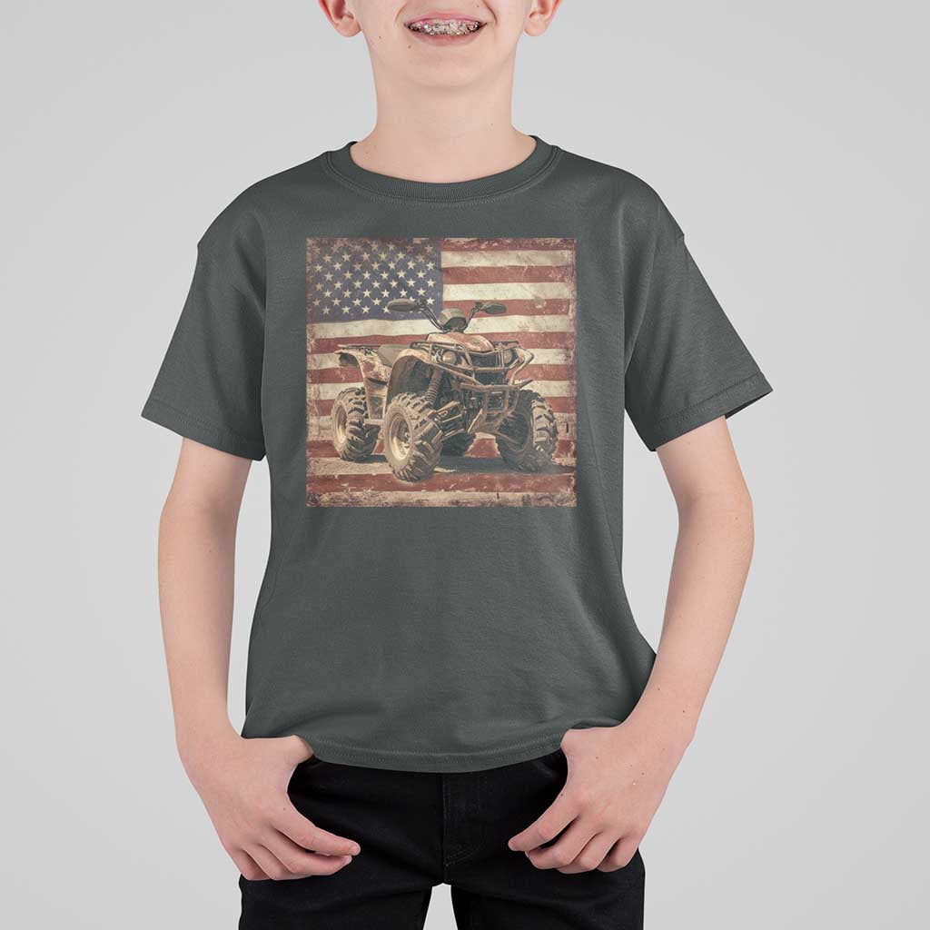 American Flag Quad 4 Wheeler T Shirt For Kid Vintage Retro Cool ATV Quadrider Off Road Clothing - Wonder Print Shop