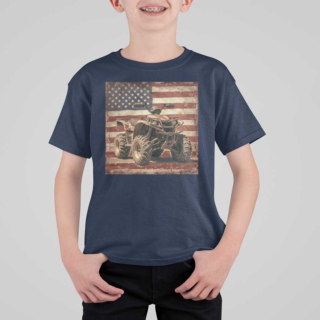 American Flag Quad 4 Wheeler T Shirt For Kid Vintage Retro Cool ATV Quadrider Off Road Clothing - Wonder Print Shop