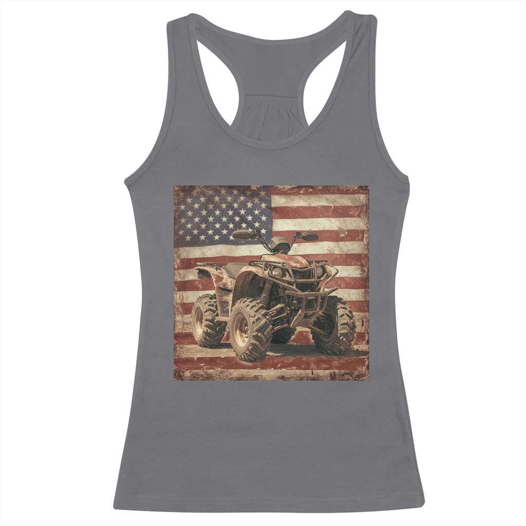 American Flag Quad 4 Wheeler Racerback Tank Top Vintage Retro Cool ATV Quadrider Off Road Clothing - Wonder Print Shop