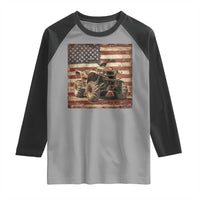 American Flag Quad 4 Wheeler Raglan Shirt Vintage Retro Cool ATV Quadrider Off Road Clothing - Wonder Print Shop