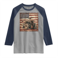 American Flag Quad 4 Wheeler Raglan Shirt Vintage Retro Cool ATV Quadrider Off Road Clothing - Wonder Print Shop