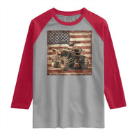 American Flag Quad 4 Wheeler Raglan Shirt Vintage Retro Cool ATV Quadrider Off Road Clothing - Wonder Print Shop