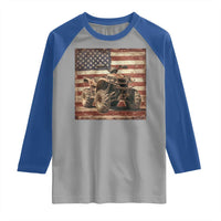 American Flag Quad 4 Wheeler Raglan Shirt Vintage Retro Cool ATV Quadrider Off Road Clothing - Wonder Print Shop