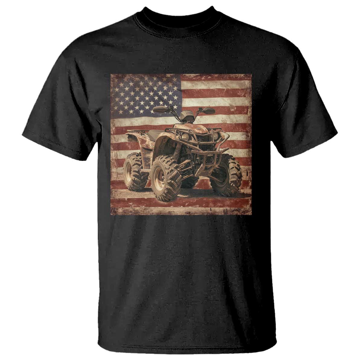 American Flag Quad 4 Wheeler T Shirt Vintage Retro Cool ATV Quadrider Off Road Clothing - Wonder Print Shop
