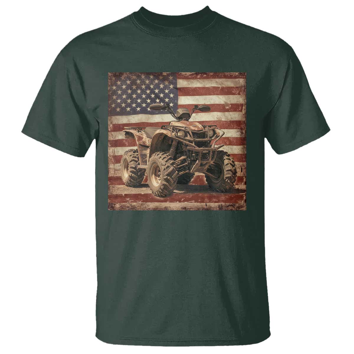 American Flag Quad 4 Wheeler T Shirt Vintage Retro Cool ATV Quadrider Off Road Clothing - Wonder Print Shop