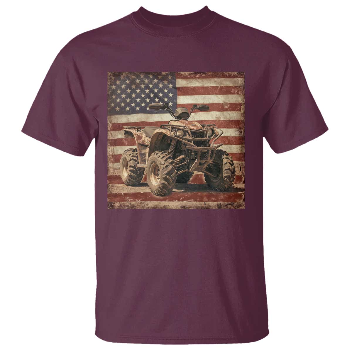 American Flag Quad 4 Wheeler T Shirt Vintage Retro Cool ATV Quadrider Off Road Clothing - Wonder Print Shop
