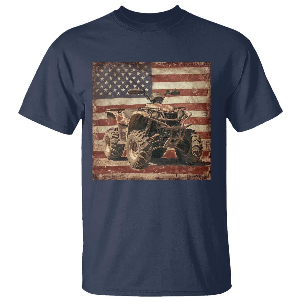 American Flag Quad 4 Wheeler T Shirt Vintage Retro Cool ATV Quadrider Off Road Clothing - Wonder Print Shop