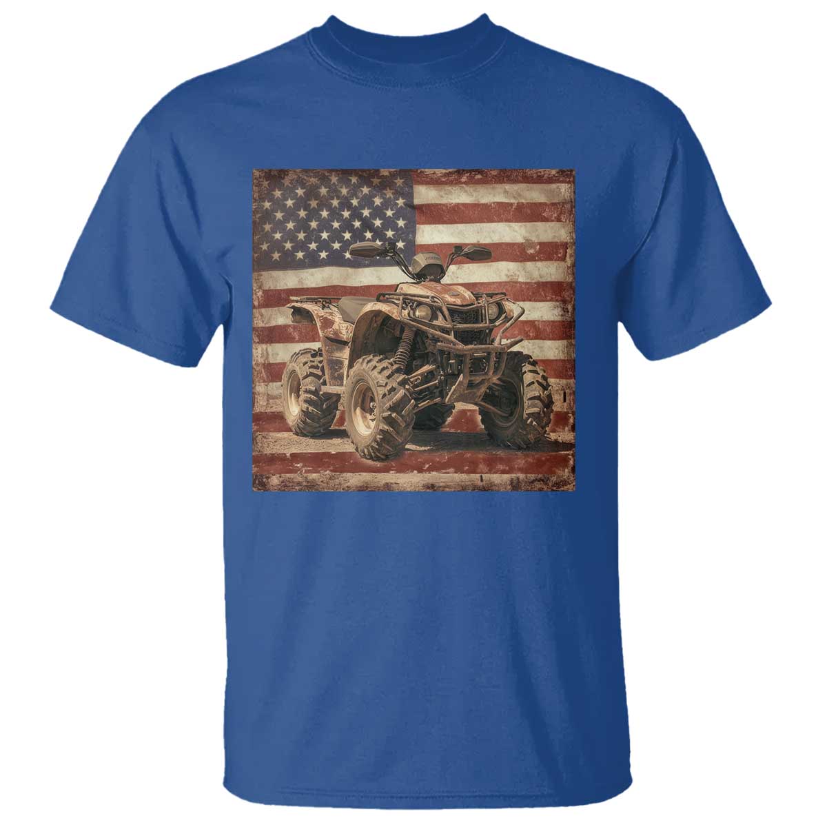 American Flag Quad 4 Wheeler T Shirt Vintage Retro Cool ATV Quadrider Off Road Clothing - Wonder Print Shop