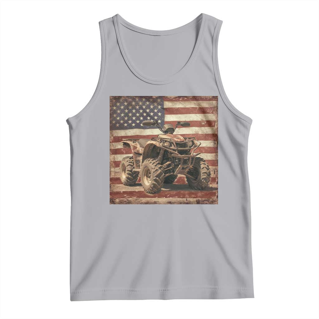 American Flag Quad 4 Wheeler Tank Top Vintage Retro Cool ATV Quadrider Off Road Clothing - Wonder Print Shop