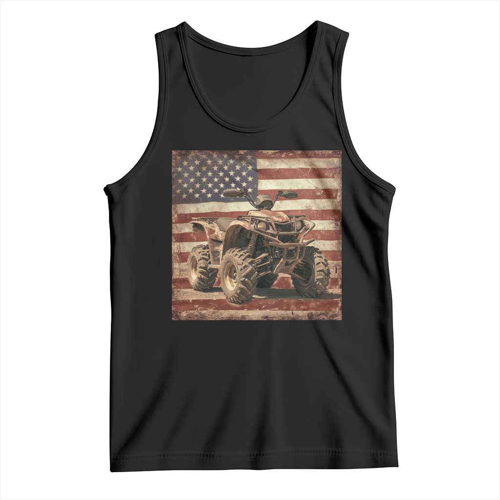 American Flag Quad 4 Wheeler Tank Top Vintage Retro Cool ATV Quadrider Off Road Clothing - Wonder Print Shop