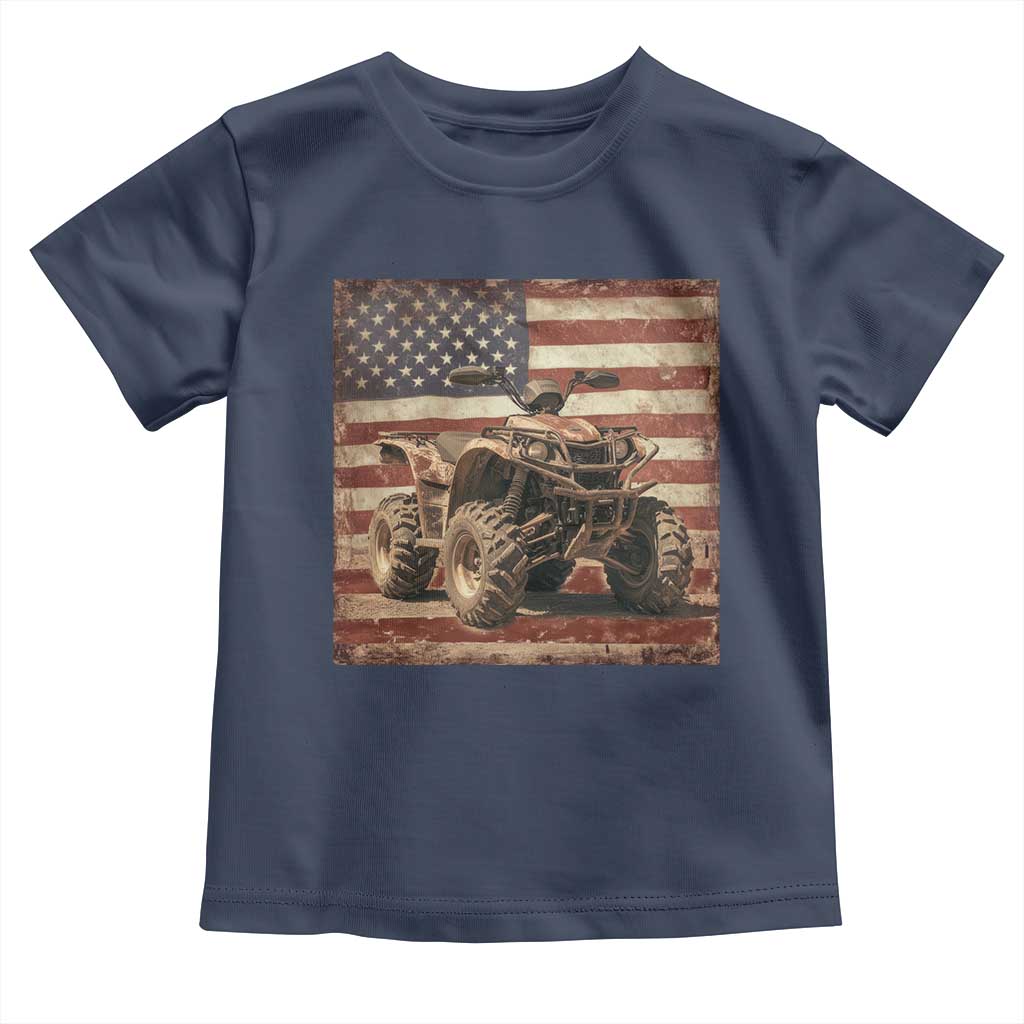 American Flag Quad 4 Wheeler Toddler T Shirt Vintage Retro Cool ATV Quadrider Off Road Clothing - Wonder Print Shop